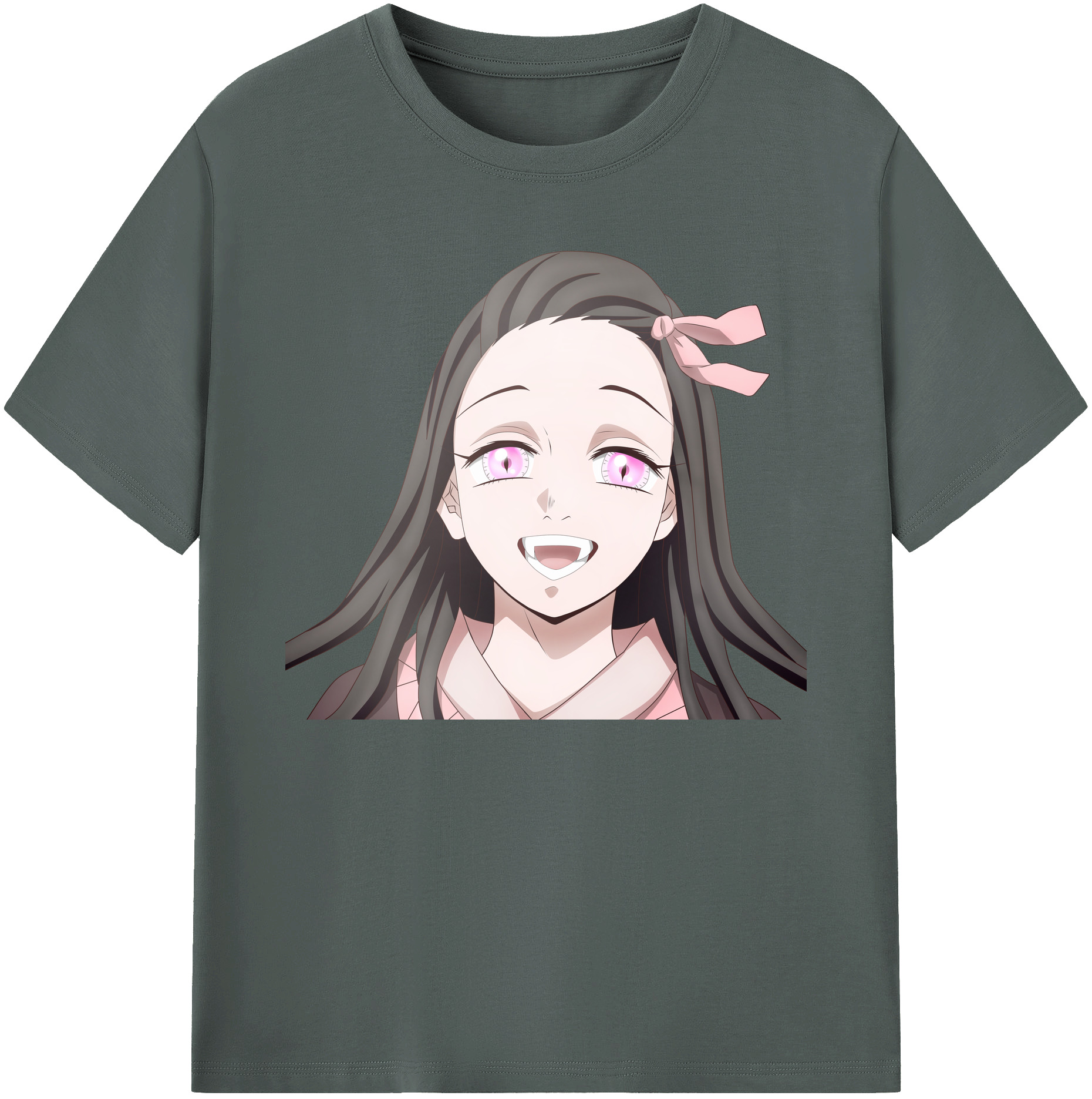 （画像用） 鬼滅の刃（きめつのやいば）竈門 禰󠄀豆子／かまど ねずこ Kamado Nezuko 綿100％ メンズ半袖Tシャツ｜肌触りやわらか＆通気性
